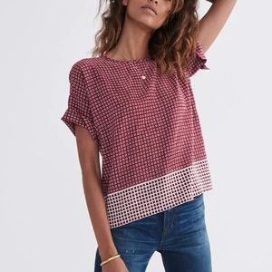 Madewell silk premiere bow-back tee in ascot tile small